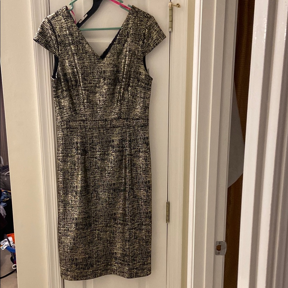 Betsey Johnson Black and Gold Midi Dress